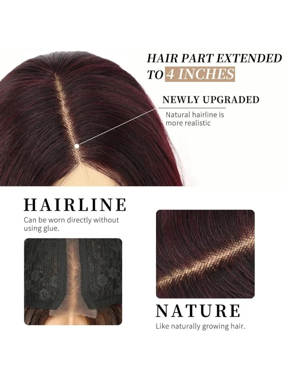 Women's Red Lace Hairline 26 Inch Synthetic Heat Resistant Wavy Wigs